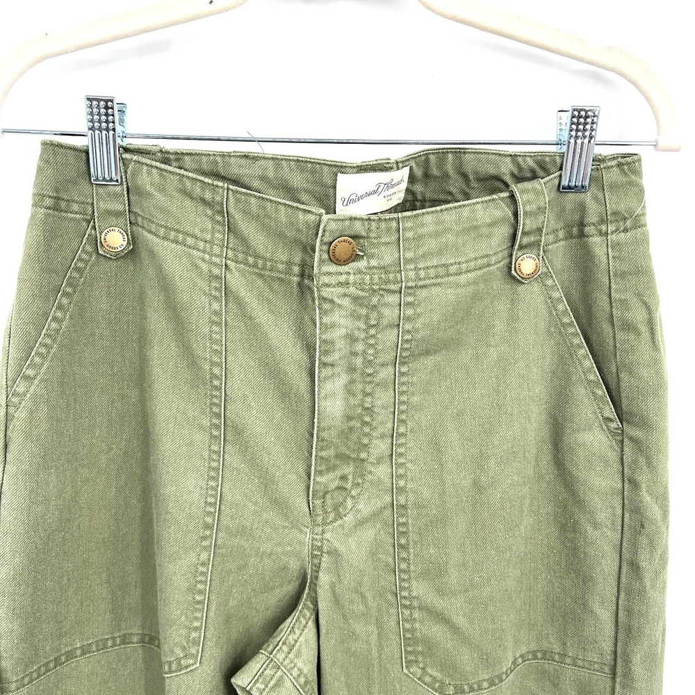 Universal Thread army green high rise wide leg jeans casual retro 6 - Picture 2 of 12